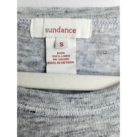 Sundance Rowan Flutter Side Blouse Linen Sz S pocket heathered gray beach boho - Picture 7 of 9